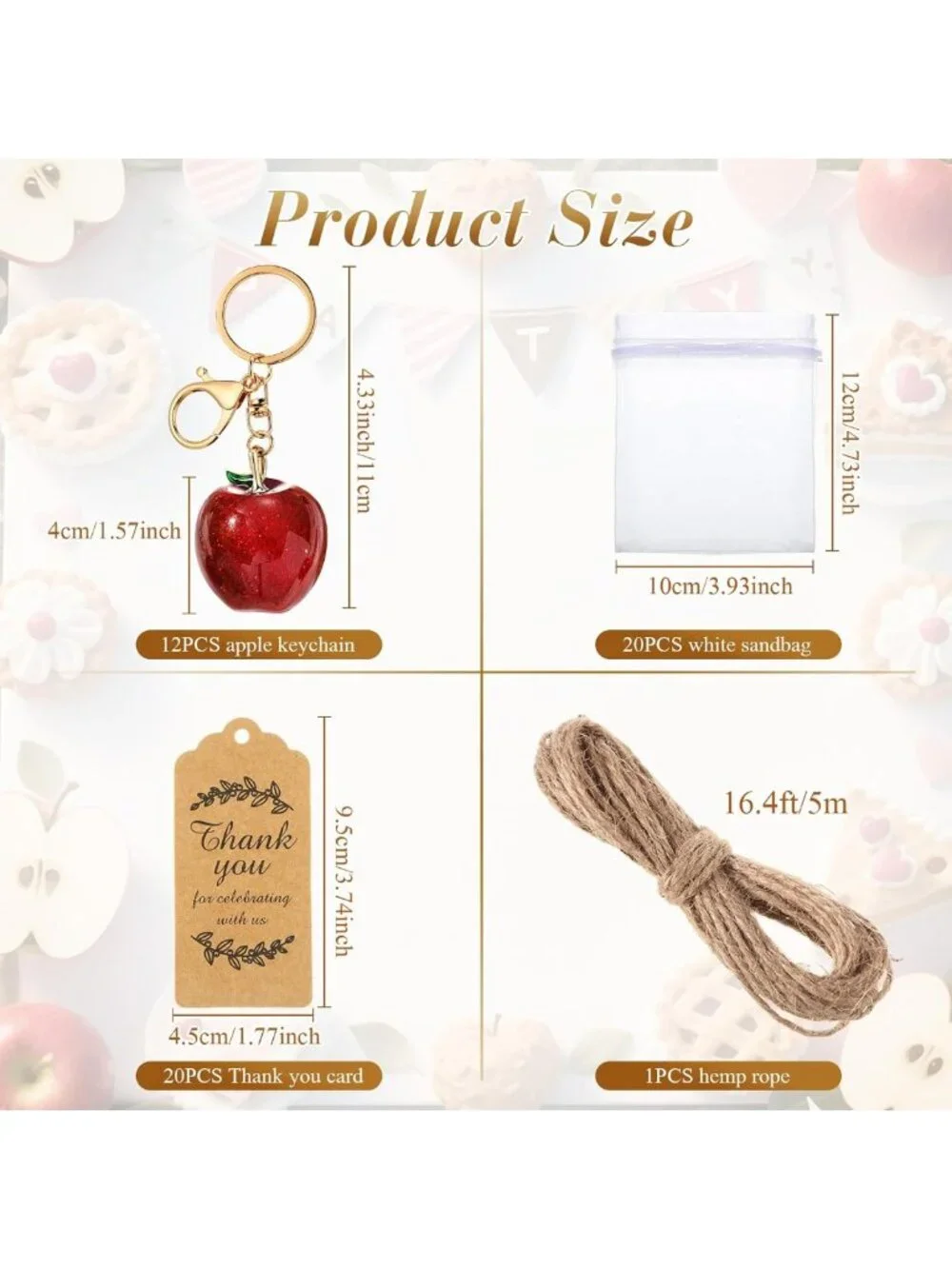 12 Set Keychain Party Favors - Teacher Appreciation Gifts, Wedding & Baby Shower